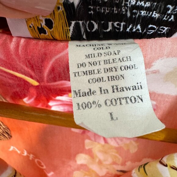 Vintage Alohawears Hawaiian Sleeveless Size L Hula Dancer Hibiscus Hawaii Scenic - Picture 5 of 7